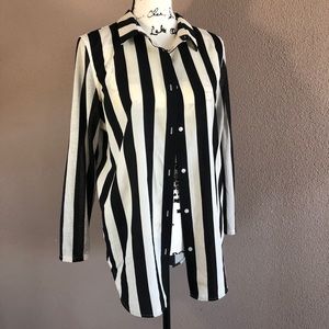 H&M Striped Button Up Blouse Size Small